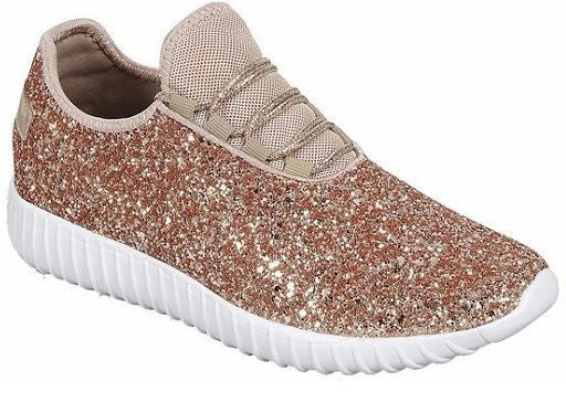 Rose gold glitter slip on sale ons