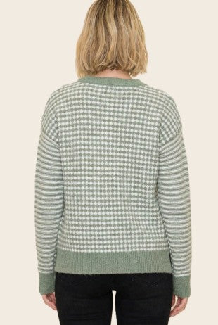 CHECKERED STRIPE SWEATER