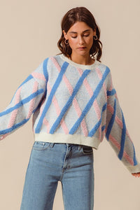 Pink and Blue Striped Sweater