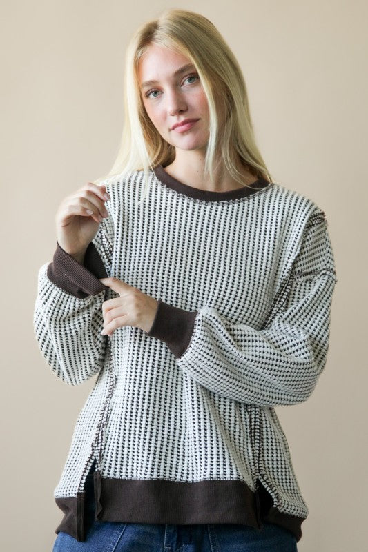 OVERSIZED WAFFLE KNIT TOP