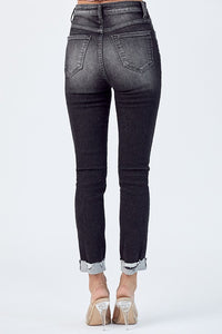 CROP SKINNY CUFF JEANS