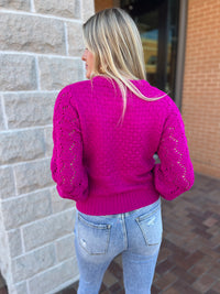 KNITTED PUFF SLEEVE SWEATER