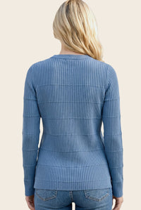 PIN-TUCK STRIPED SWEATER