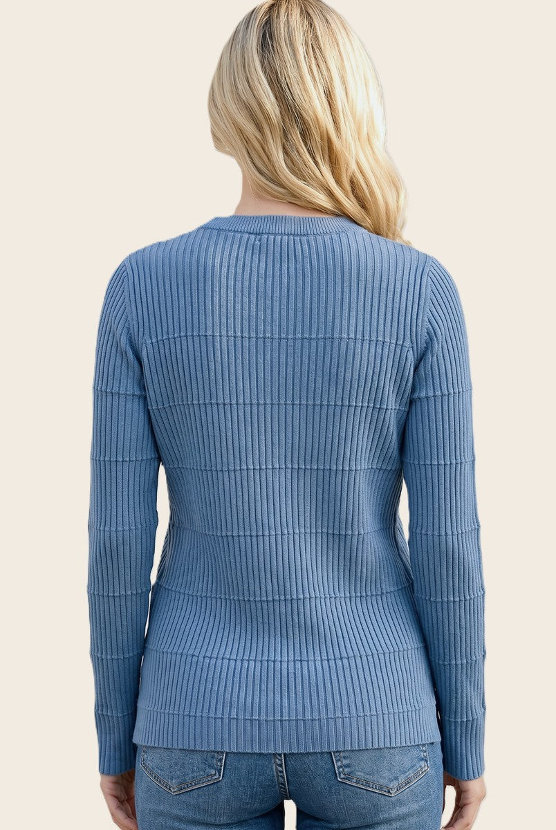 PIN-TUCK STRIPED SWEATER