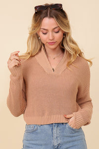 HALF ZIP COLLARED SWEATER