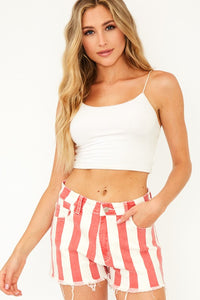 STRIPED DISTRESSED SHORTS