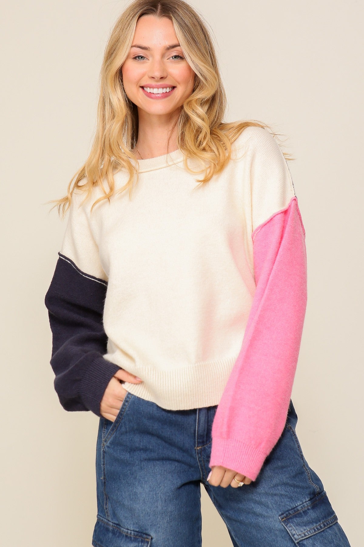 DROP SHOULDER KNIT SWEATER