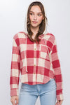RED & CREAM HOODIE FLANNEL