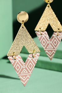 LEATHER AND METAL DIMOND SHAPE EARRING