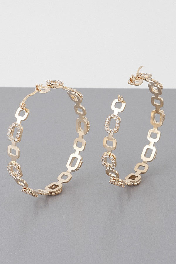 Jeweled Chain Hoop Earrings