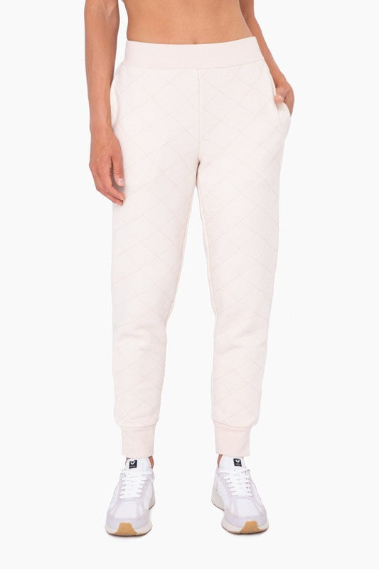 CREAM QUILTED JOGGERS