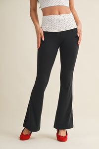 POLKA DOT FOLD OVER FLARE PANTS