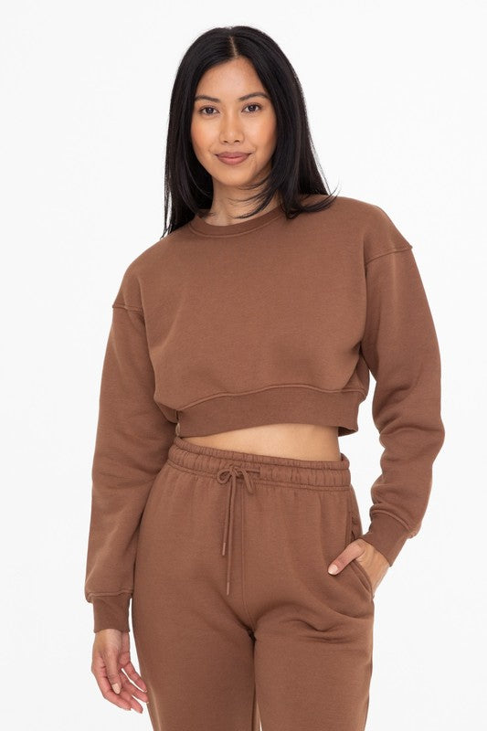 CROPPED FLEECE CREWNECK