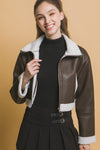 CROPPED FAUX LEATHER JACKET