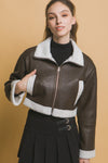 CROPPED FAUX LEATHER JACKET