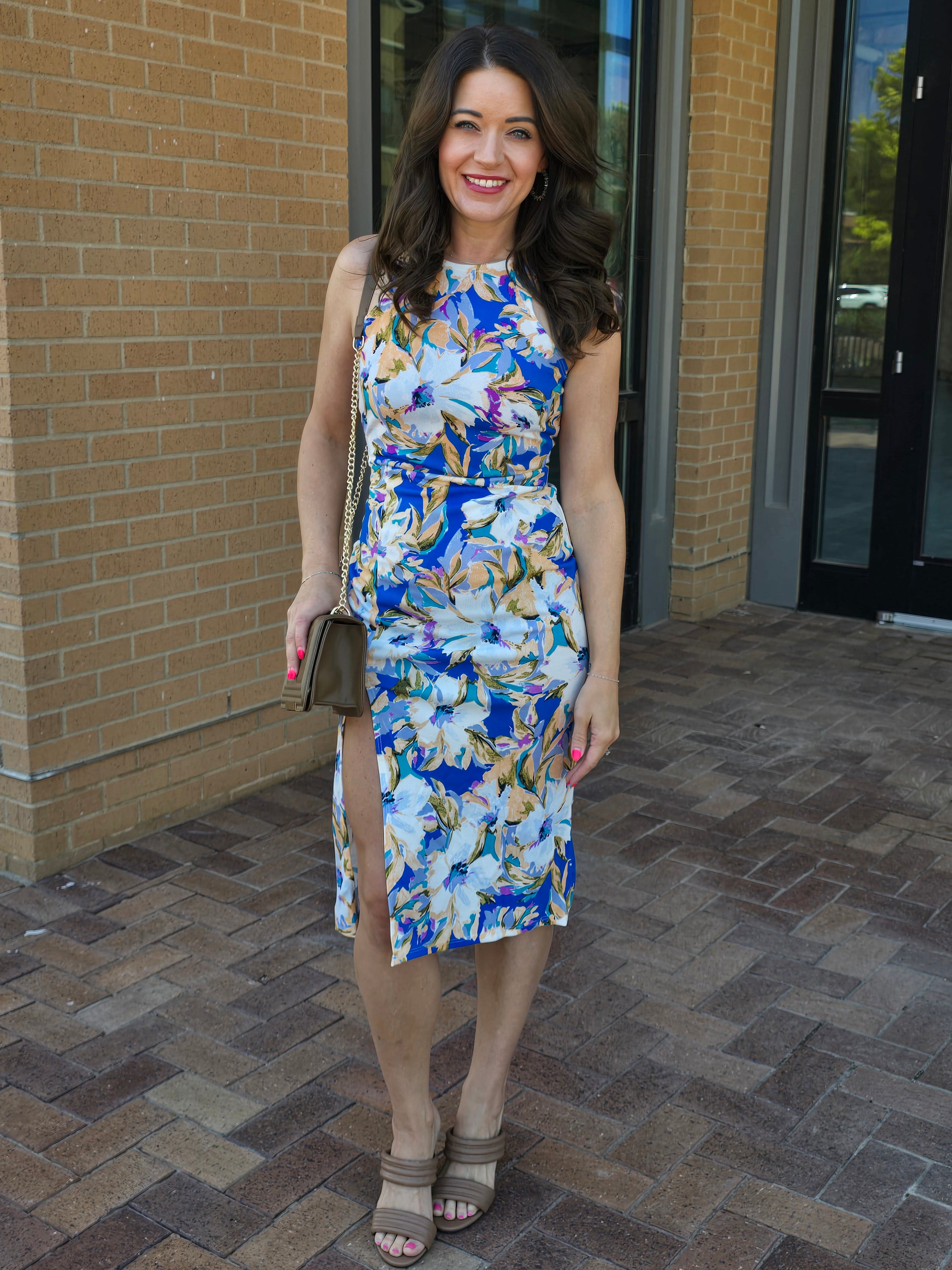 FLORAL MIDI BODYCON  DRESS