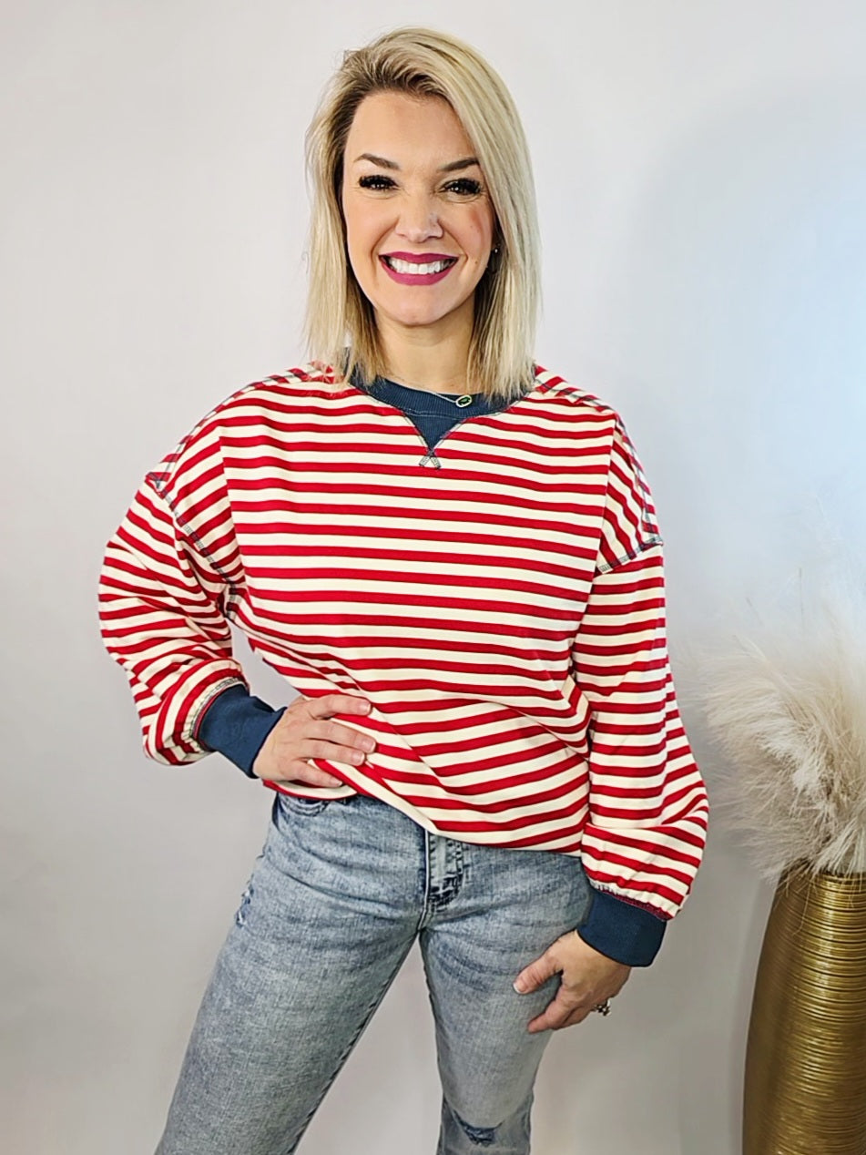 STRIPED OVERSIZED KNIT TOP