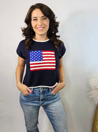 AMERICAN FLAG SWEATER TOP