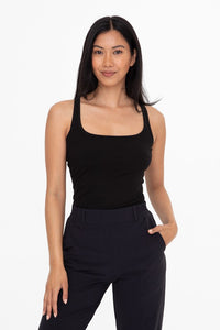 SQUARE NECK RIBBED TANK TOP