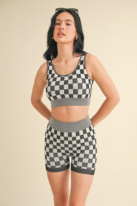 CHECKERED BIKER SHORTS