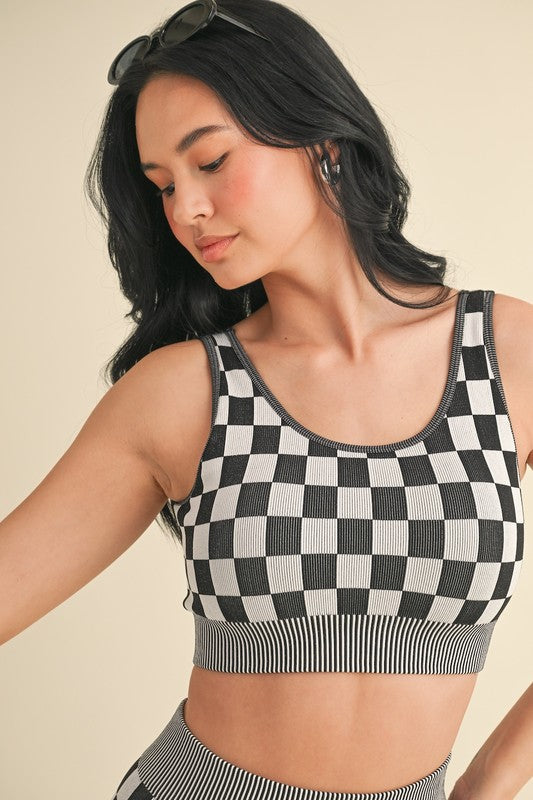 CHECKERED CROPPED TANK