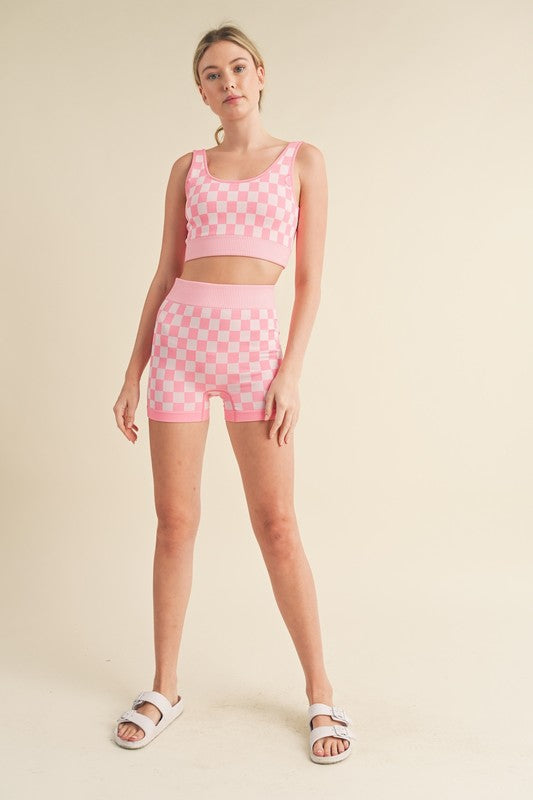 CHECKERED CROPPED TANK