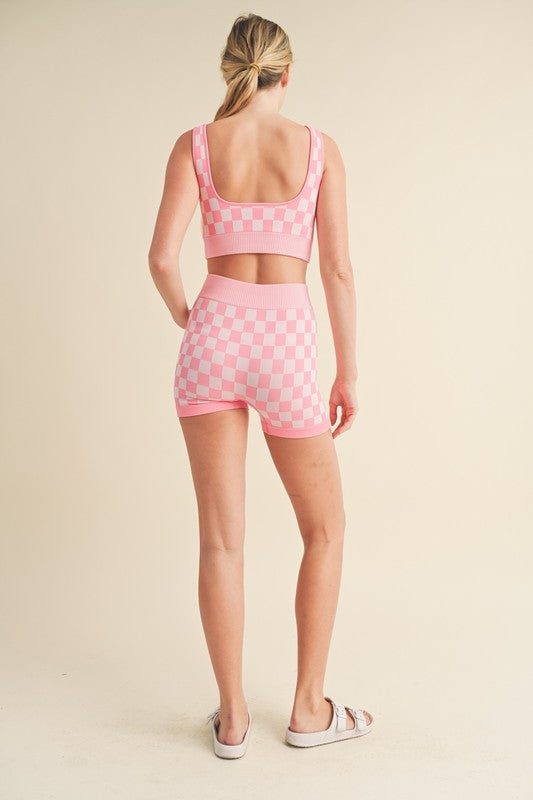 CHECKERED BIKER SHORTS