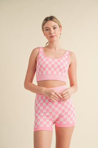 CHECKERED BIKER SHORTS