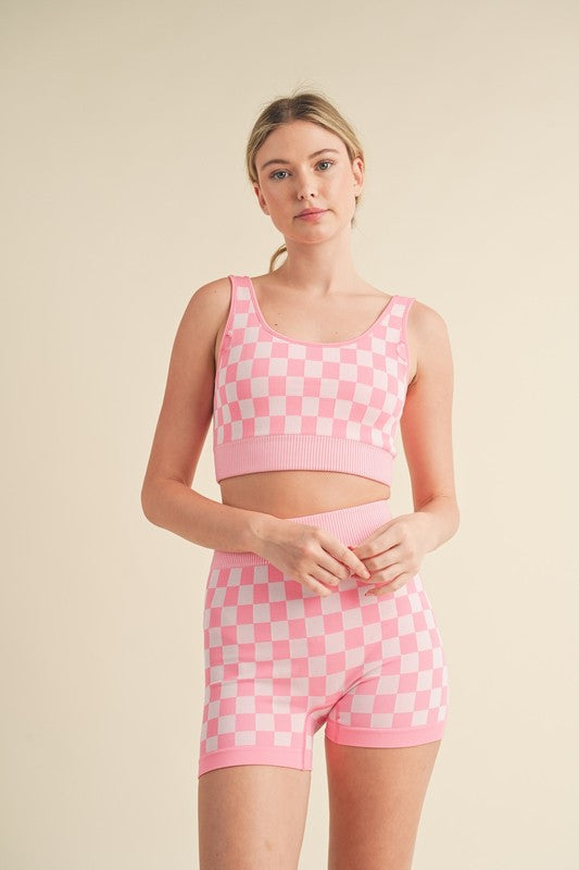 CHECKERED BIKER SHORTS