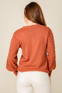 BROWN SWEATER WITH DETAILED SLEEVES