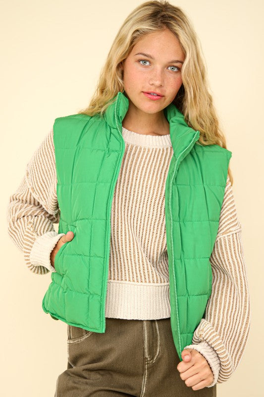 SOLID PUFFER PADDED WARM VEST