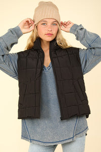 SOLID PUFFER PADDED WARM VEST