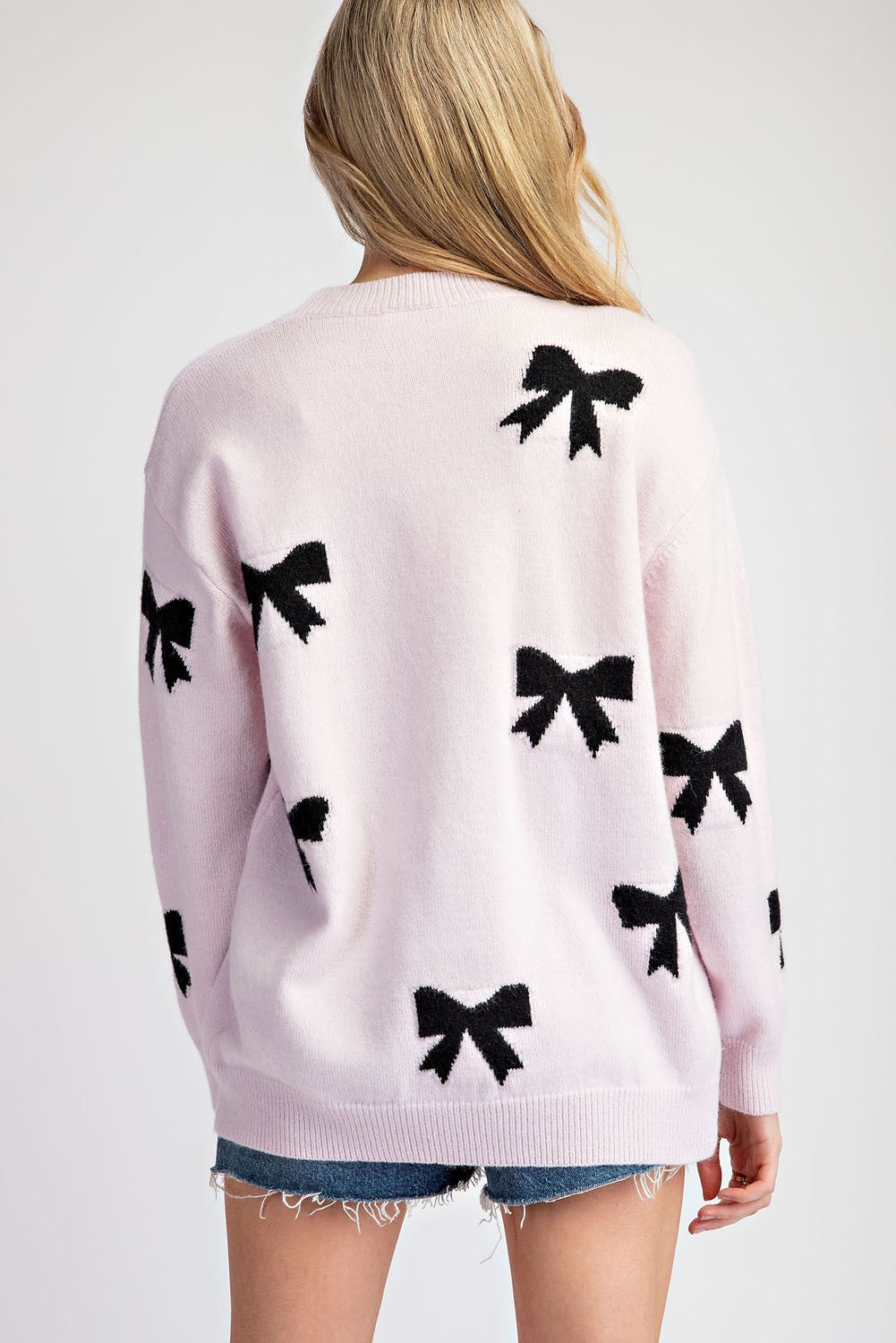 LIGHT PINK BOW SWEATER