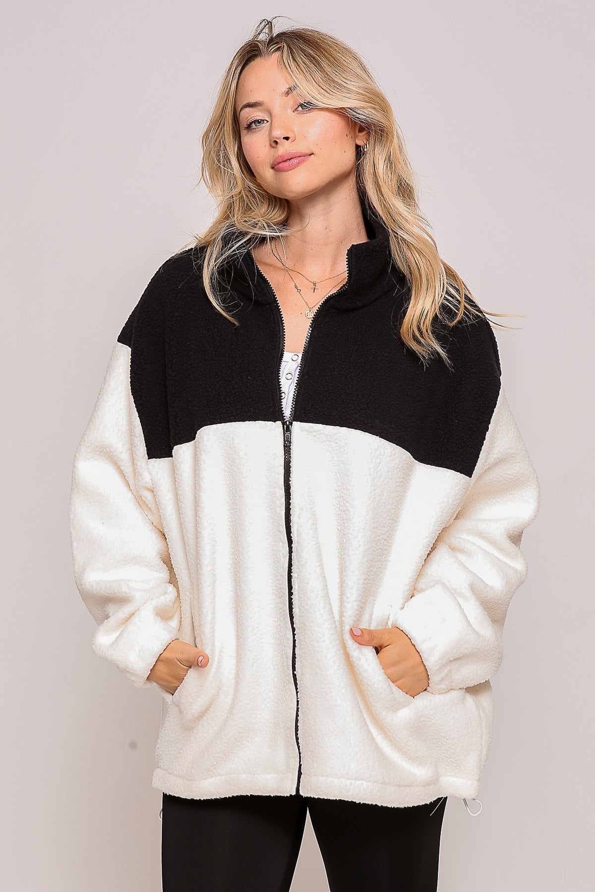 COLOR BLOCK SHERPA JACKET