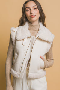 FAUX LEATHER SHERPA VEST