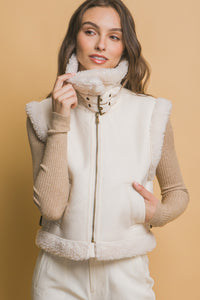 FAUX LEATHER SHERPA VEST