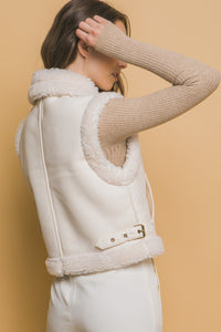 FAUX LEATHER SHERPA VEST