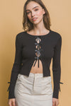 LACE UP RIBBON SWEATER