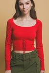 FRONT TIE RIBBED SWEATER