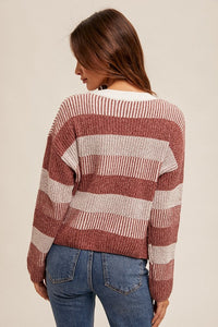 DARK MAUVE MULTI STRIPE SWEATER