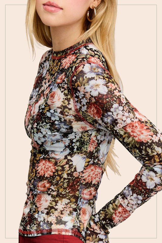 LONG SLEEVE MESH LAYERING TOP