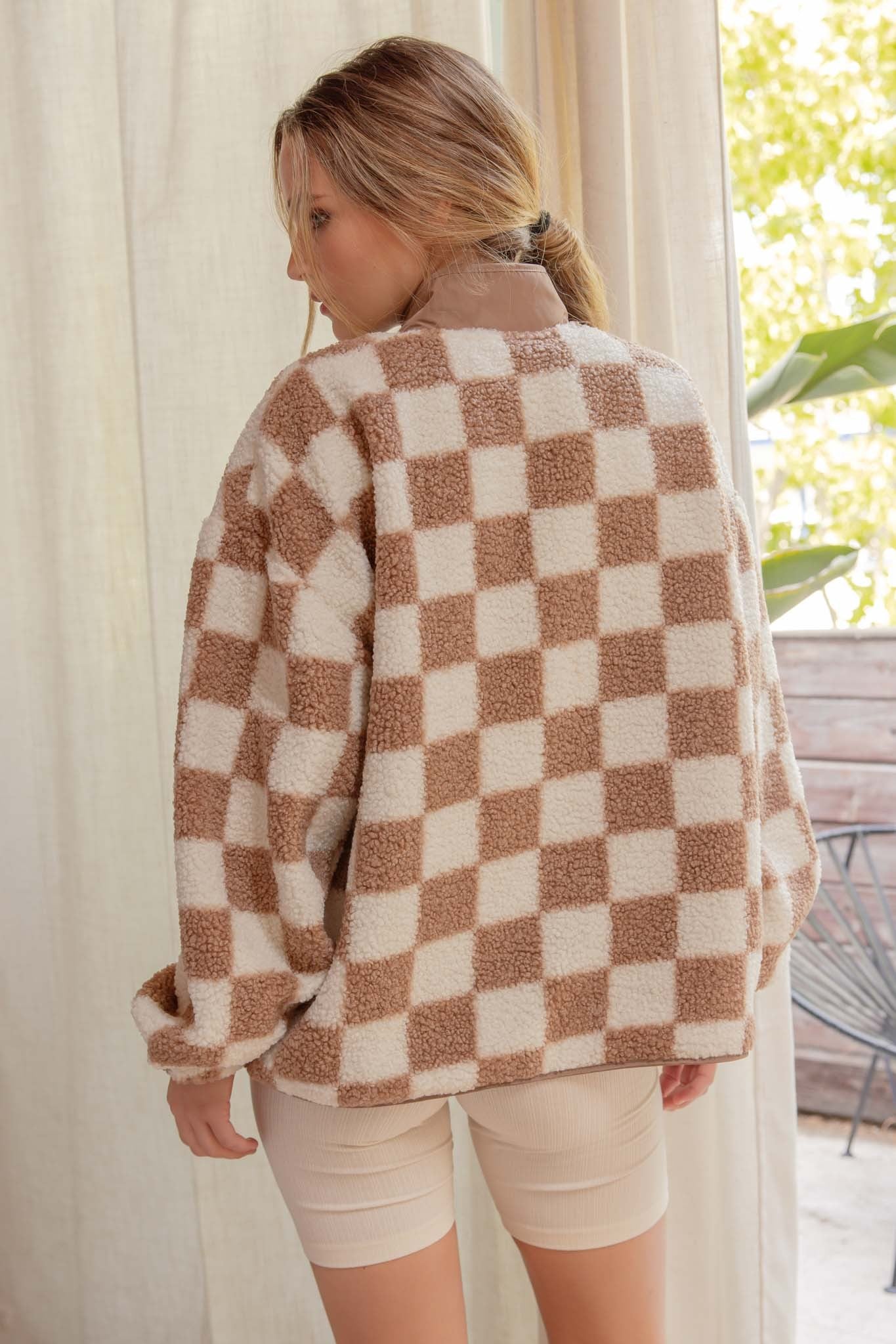 CHECKERED FLEECE JACKET