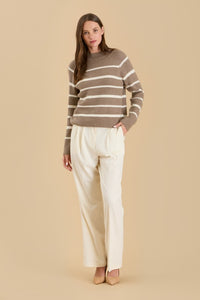 STRIPE HIGH NECK SWEATER