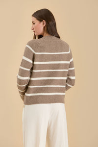 STRIPE HIGH NECK SWEATER