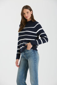 STRIPE HIGH NECK SWEATER