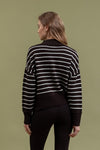 STRIPE MOCK NECK SWEATER