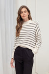 STRIPE MOCK NECK SWEATER