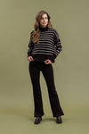 STRIPE MOCK NECK SWEATER