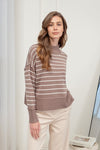 STRIPE MOCK NECK SWEATER