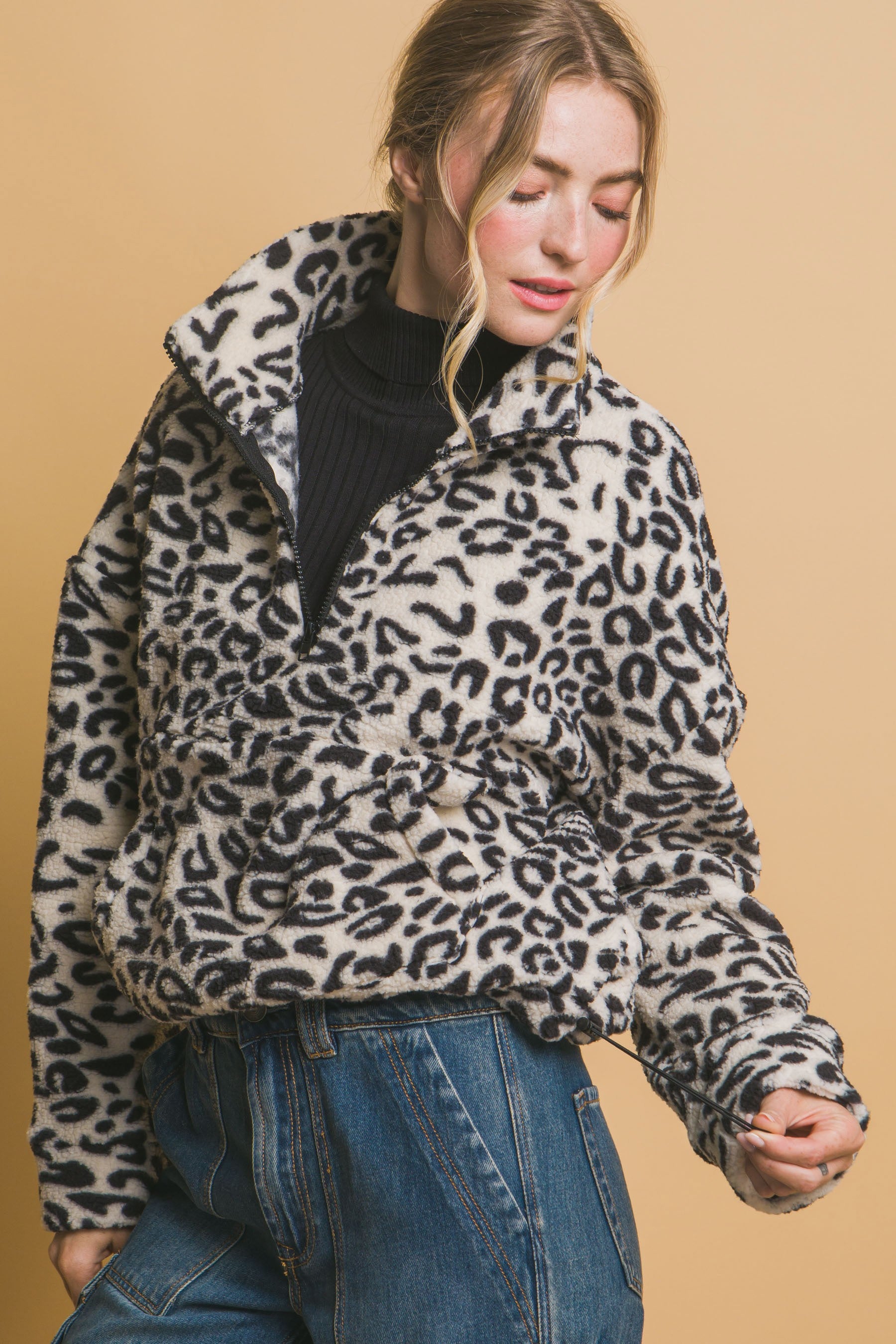 SHERPA FLEECE LEOPARD JACKET